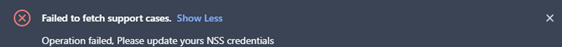 Unable to create support case from BlueXP with NSS credentials error