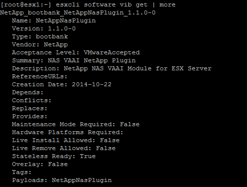 NetApp NFS Plug-in for VMware VAAI is being used