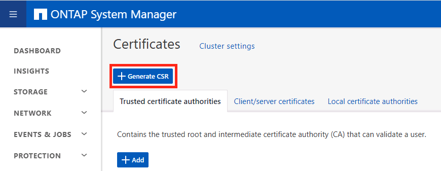 CA signed certificate using ONTAP System Manager